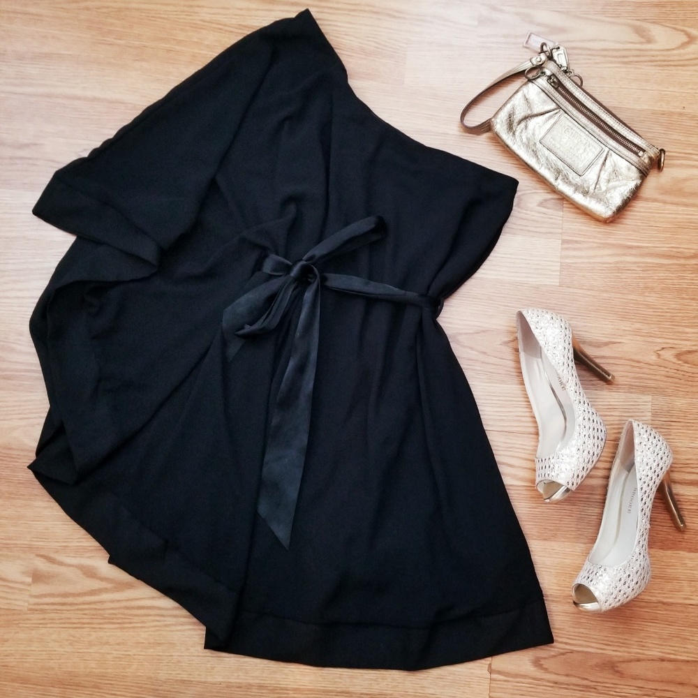 One Shoulder Silky Shift Dress